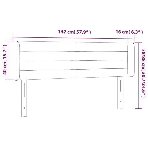 vidaXL Cabeceira de cama c abas tecido 147x16x7888 cm preto