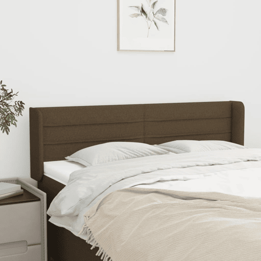 vidaXL Cabeceira de cama c abas tecido 147x16x7888cm castanho-escuro vidaXL Cabeceira de cama c abas tecido 147x16x7888cm castanho-escuro