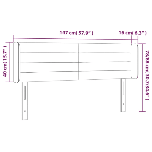 vidaXL Cabeceira de cama c abas tecido 147x16x7888cm castanho-escuro vidaXL Cabeceira de cama c abas tecido 147x16x7888cm castanho-escuro