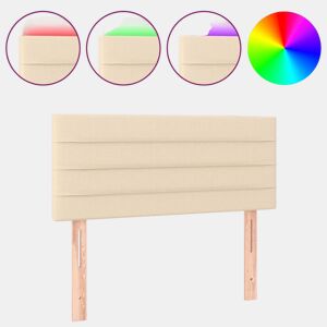 vidaXL Cabeceira de cama c luzes LED tecido 80x5x7888 cm cor creme