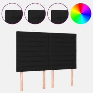 vidaXL Cabeceira cama c LED tecido 144x5x118128 cm preto