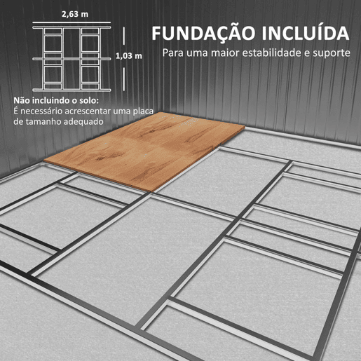 Outsunny Caseta de Jardim Exterior, 12,4 m² 340x386x200 cm Abrigo Metálico de Jardim com Portas Duplas com Fechadura, Kit de Fundação e Ventilação para Armazenamento de Bicicletas Verde