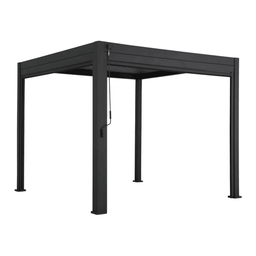 Pérgola bioclimática de alumínio Triomphe 3x3m V2 + 2 toldos 3m, Triomphe 3x3m + acessórios, Antracite, 301x301x250 cm