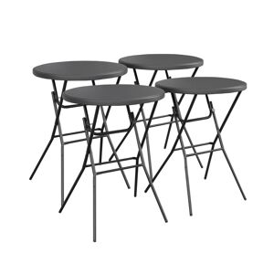 Mesas de recepção, mesas altas dobráveis de aço, set de 4, Gala x4, Cinza escuro, 81x81x110 cm