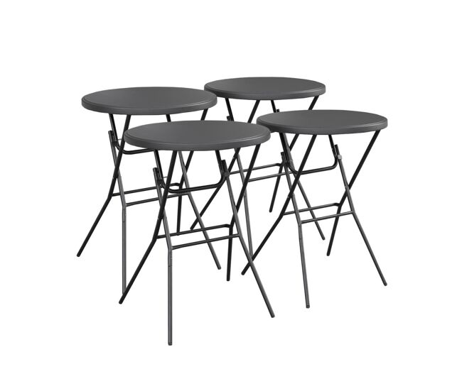 Mesa alta plegable de acero para eventos, set de 4 gris oscuro - 81x81x110 cm