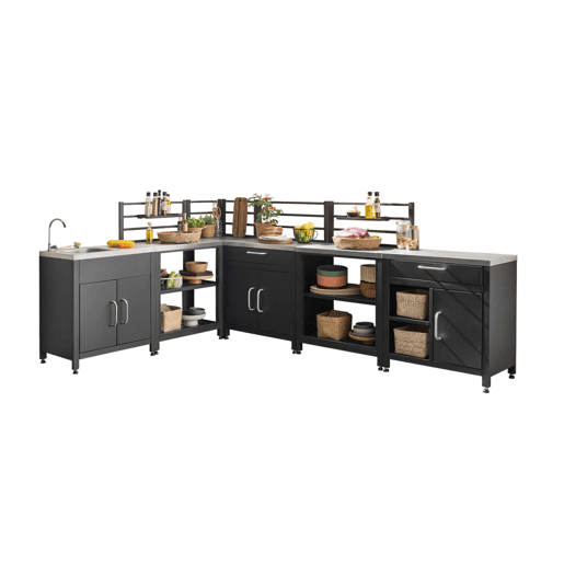 Cozinha externa 6 módulos aço inoxidável, Grimaud 6 modules, Preto, 52.5x80x114 cm Cozinha externa 6 módulos aço inoxidável, Grimaud 6 modules, Preto, 52.5x80x114 cm