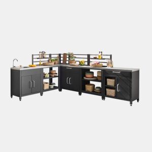 Cozinha externa 6 módulos aço inoxidável, Grimaud 6 modules, Preto, 52.5x80x114 cm