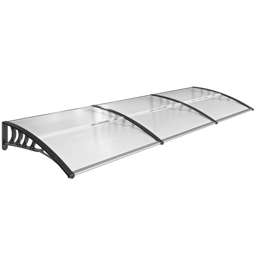 Outsunny Marquise para Portas e Janelas 295x90 cm Marquise com Proteção para Sol e Chuva com Painéis de Policarbonato e Liga de Alumínio Transparente
