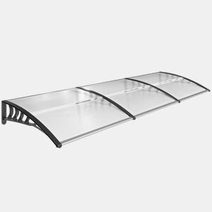 Outsunny Marquise para Portas e Janelas 295x90 cm Marquise com Proteção para Sol e Chuva com Painéis de Policarbonato e Liga de Alumínio Transparente