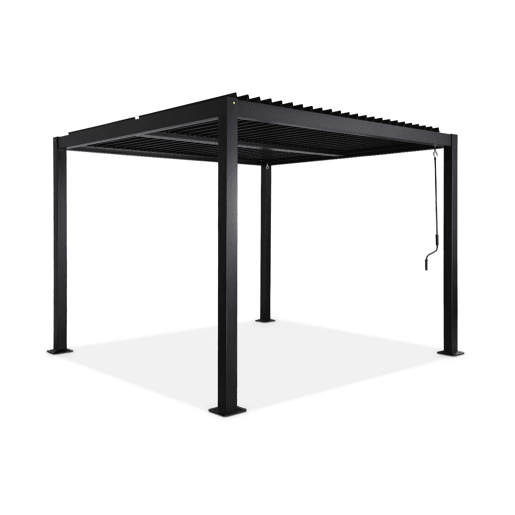 Pérgola bioclimática 3x3m com persiana, alumínio e aço com lâminas ajustáveis, Palace 3x3m, Preto, 292x292x231 cm