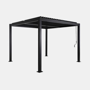 Pérgola bioclimática 3x3m com persiana, alumínio e aço com lâminas ajustáveis, Palace 3x3m, Preto, 292x292x231 cm