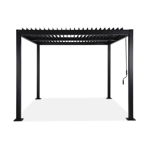 Pérgola bioclimática 3x3m com persiana, alumínio e aço com lâminas ajustáveis, Palace 3x3m, Preto, 292x292x231 cm