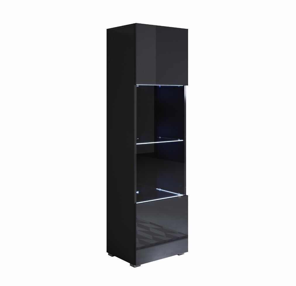 Vitrina salón comedor negro 40x29x167 1 puerta led luke v6 muebles bonitos