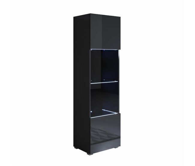 Vitrina salón comedor negro 40x29x167 1 puerta led luke v6 muebles bonitos