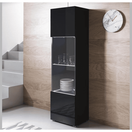 Vitrine Sala de estar e jantar Preto 40x29x167 1 porta LED Luke V6 Muebles Bonitos