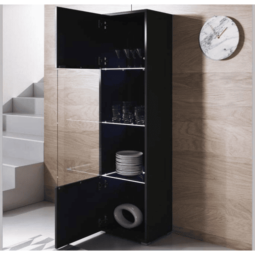Vitrine Sala de estar e jantar Preto 40x29x167 1 porta LED Luke V6 Muebles Bonitos