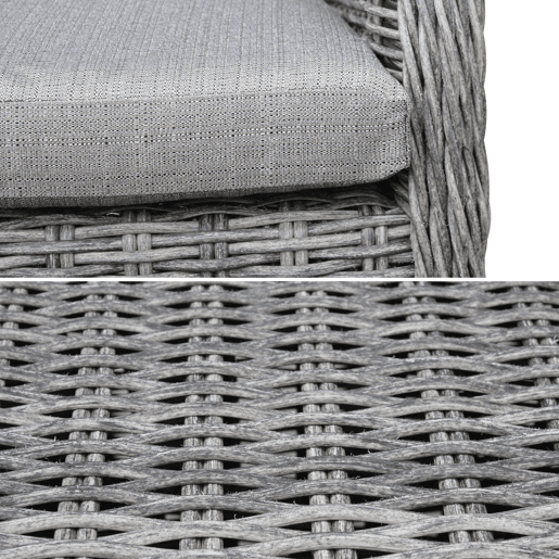 Cadeirão de jardim redondo de resina trançada, set de 2, Lecco, Cinza, 62x75x83 cm