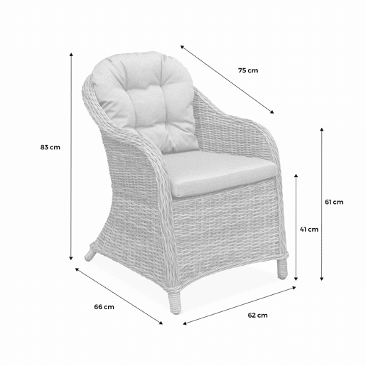 Cadeirão de jardim redondo de resina trançada, set de 2, Lecco, Cinza, 62x75x83 cm