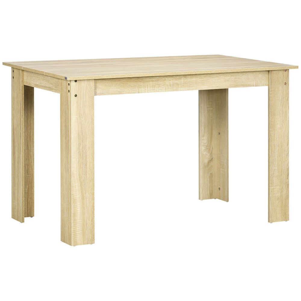 Homcom mesa de comedor para 4-6 personas, mesa de cocina rectangular, estilo moderno, para salón, 120x69x75 cm, roble