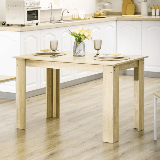 HOMCOM Mesa de Sala de Jantar para 4-6 Pessoas Mesa de Cozinha Retangular Estilo Moderno com Bancada de Melamina de Madeira Carga 50 kg 120x69x75 cm Carvalho
