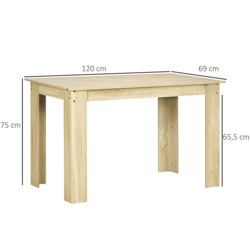 HOMCOM Mesa de Sala de Jantar para 4-6 Pessoas Mesa de Cozinha Retangular Estilo Moderno com Bancada de Melamina de Madeira Carga 50 kg 120x69x75 cm Carvalho