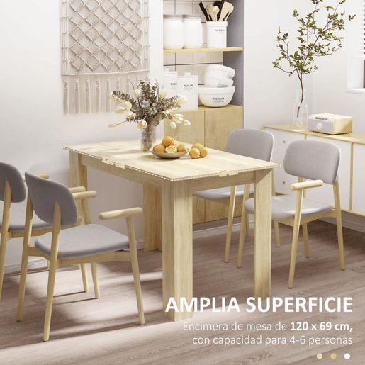 HOMCOM Mesa de Sala de Jantar para 4-6 Pessoas Mesa de Cozinha Retangular Estilo Moderno com Bancada de Melamina de Madeira Carga 50 kg 120x69x75 cm Carvalho