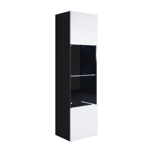 Vitrine Sala de estar e jantar PretoBranco 40x29x165 1 porta LED Luke V6 Muebles Bonitos