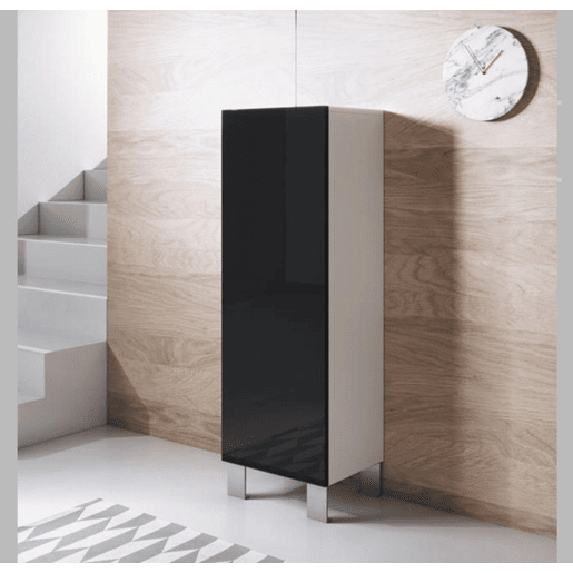Vitrine Sala de estar e jantar BrancoPreto 40x29x138 1 porta Luke V1 Muebles Bonitos