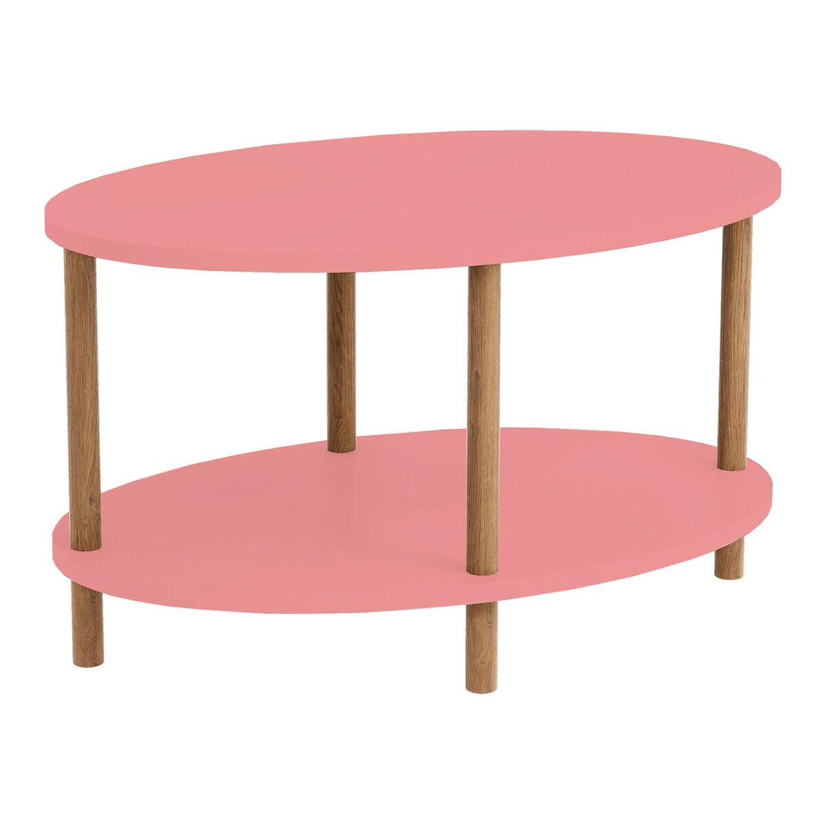 Mesa de centro højreby ovalada 43x70x44 cm - rosa [en.casa]