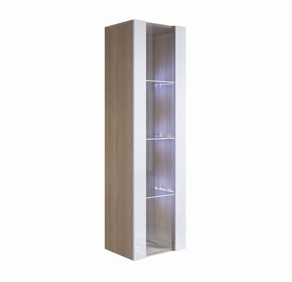 Vitrina salón comedor sonoma/blanco 40x29x165 1 puerta led luke v5 muebles bonitos