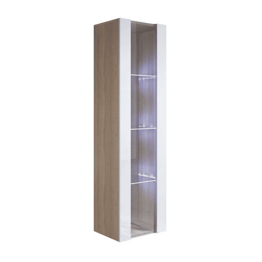 Vitrine Sala de estar e jantar SonomaBranco 40x29x165 1 porta LED Luke V5 Muebles Bonitos