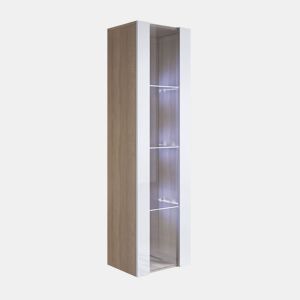 Vitrine Sala de estar e jantar SonomaBranco 40x29x165 1 porta LED Luke V5 Muebles Bonitos