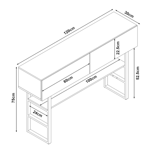Mesa de consola Varberg com 2 gavetas 75x120x30 cm Mármore branco en.casa