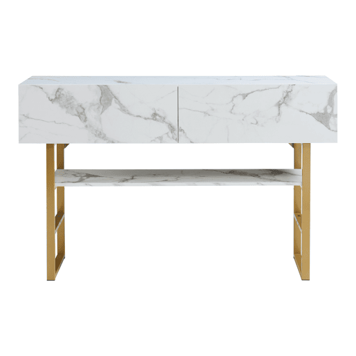 Mesa de consola Varberg com 2 gavetas 75x120x30 cm Mármore branco en.casa