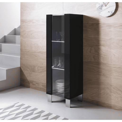Vitrine Sala de estar e jantar Preto 40x29x138 1 porta LED Luke V2 Muebles Bonitos