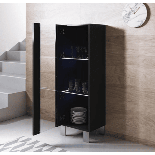 Vitrine Sala de estar e jantar Preto 40x29x138 1 porta LED Luke V2 Muebles Bonitos