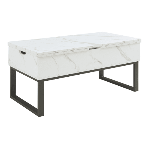 Mesa de centro Rauli com tampo elevatório e espaço de arrumação 100x50x47 cm Mármore branco en.casa