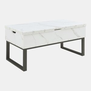 Mesa de centro Rauli com tampo elevatório e espaço de arrumação 100x50x47 cm Mármore branco en.casa