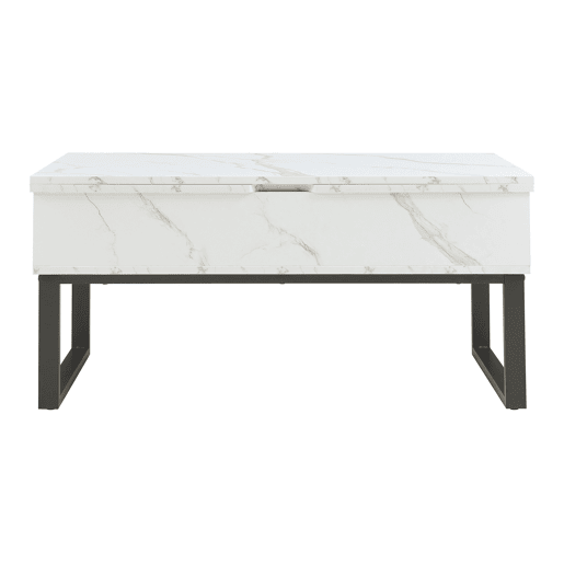 Mesa de centro Rauli com tampo elevatório e espaço de arrumação 100x50x47 cm Mármore branco en.casa
