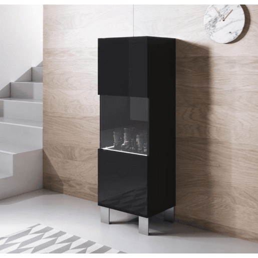 Vitrine Sala de estar e jantar Preto 40x29x138 1 porta LED Luke V3 Muebles Bonitos