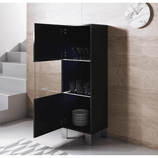 Vitrine Sala de estar e jantar Preto 40x29x138 1 porta LED Luke V3 Muebles Bonitos