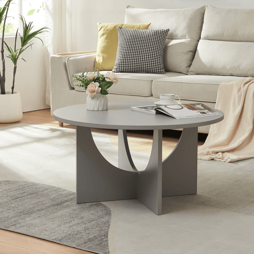 Mesa de centro Rindal redonda 80 x 42 cm Cinzento claro en.casa