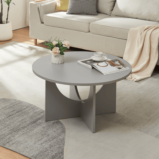 Mesa de centro Rindal redonda 80 x 42 cm Cinzento claro en.casa