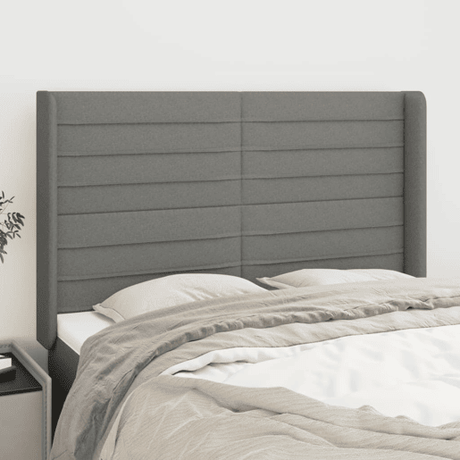vidaXL Cabeceira cama c abas tecido 147x16x118128 cm cinzento-escuro vidaXL Cabeceira cama c abas tecido 147x16x118128 cm cinzento-escuro