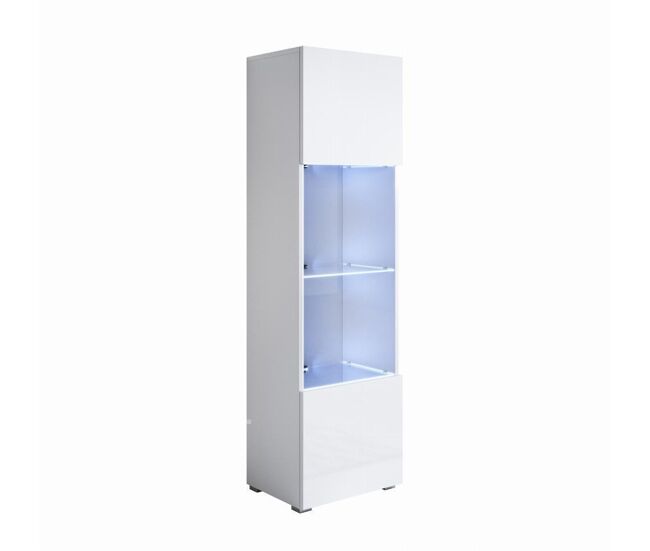 Vitrina salón comedor blanco 40x29x167 1 puerta led luke v6 muebles bonitos