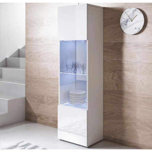 Vitrine Sala de estar e jantar Branco 40x29x167 1 porta LED Luke V6 Muebles Bonitos