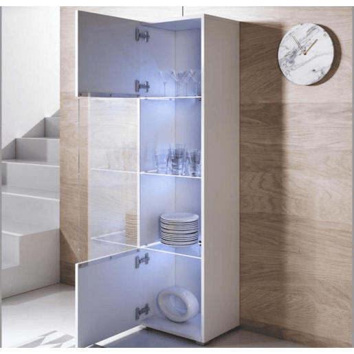Vitrine Sala de estar e jantar Branco 40x29x167 1 porta LED Luke V6 Muebles Bonitos