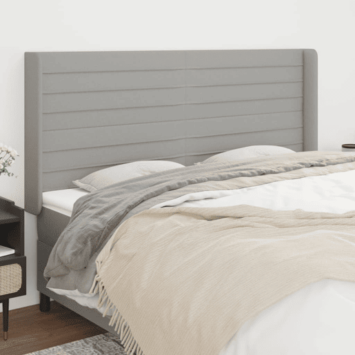 vidaXL Cabeceira cama c abas tecido 183x16x118128 cm cinzento-claro vidaXL Cabeceira cama c abas tecido 183x16x118128 cm cinzento-claro
