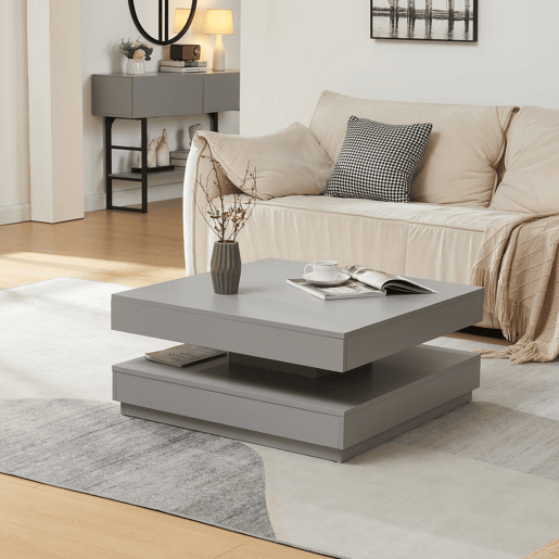 Mesa de centro Florenz tampo giratório 76x76x38 cm Cinzento claro en.casa