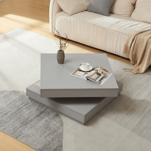 Mesa de centro Florenz tampo giratório 76x76x38 cm Cinzento claro en.casa